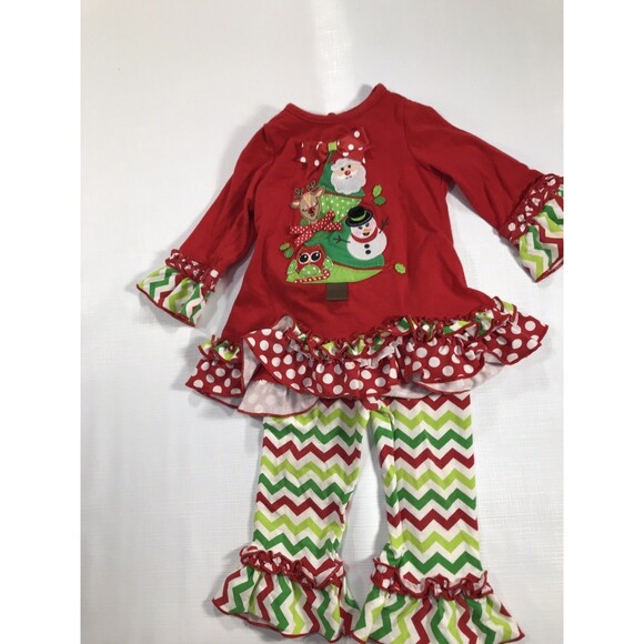 Rare Editions Christmas Tree Santa Snowman Outfit Size 12 Month - Picture 1 of 7